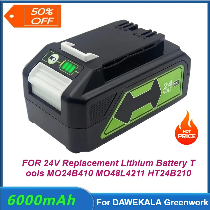 24V 6.0Ah Replacement Battery for DAWEKALA Greenworks Lithium Battery for Tools MO24B410 MO48L4211 HT24B210 21342
24V 6.0Ah Replacement Battery for DAWEKALA Greenworks Lithium Battery for Tools MO24B410 MO48L4211 HT24B210 21342