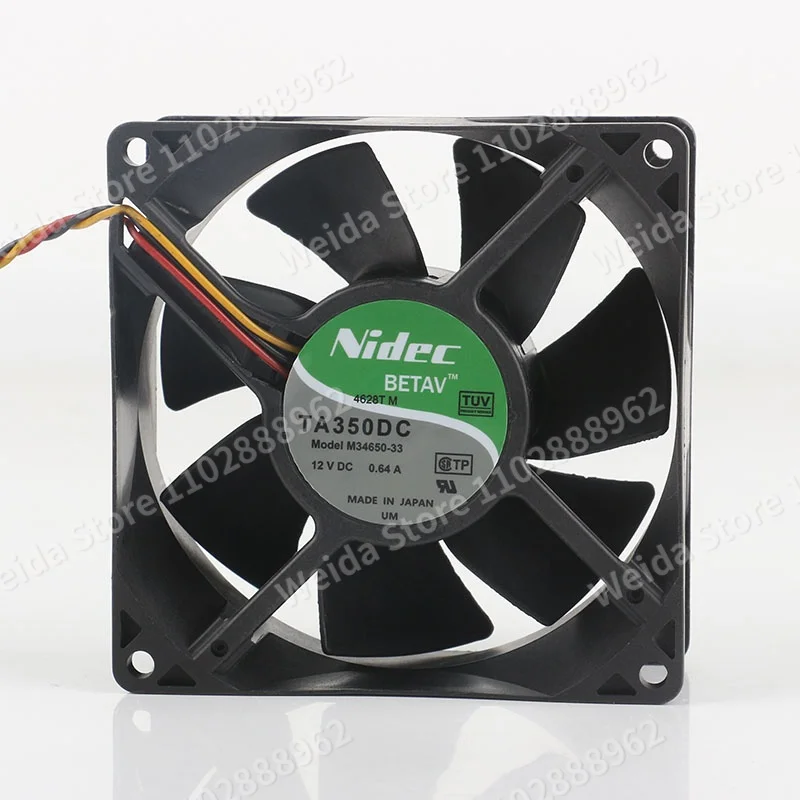 Nidec DC12V 0.64A AC EC 9CM Large air volume 9038 dual ball bearing 90X90X38MM three-wire TA350DC M34650-33 cooling fan
Nidec DC12V 0.64A AC EC 9CM Large air volume 9038 dual ball bearing 90X90X38MM three-wire TA350DC M34650-33 cooling fan