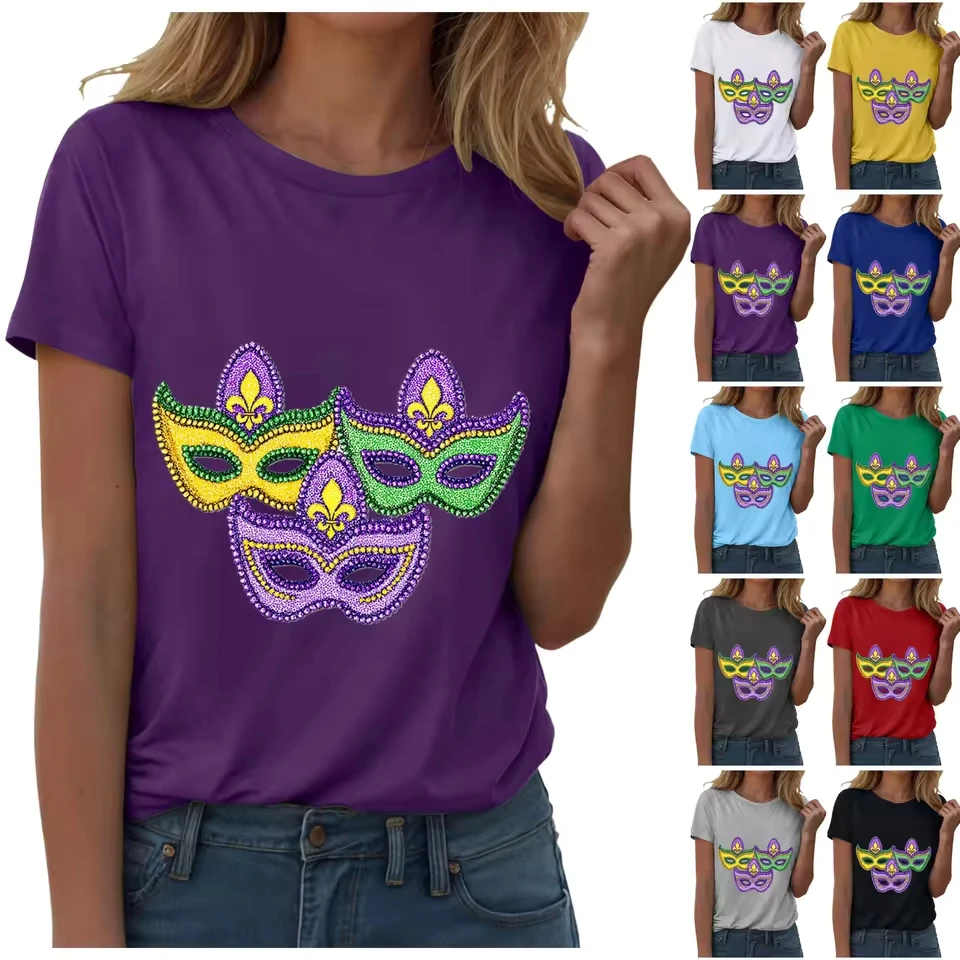 Women Carnival Print T Shirt Short Sleeve Women Short Sleeve Comfortable Round Neck Tee Tennis Shirt Women
Women Carnival Print T Shirt Short Sleeve Women Short Sleeve Comfortable Round Neck Tee Tennis Shirt Women