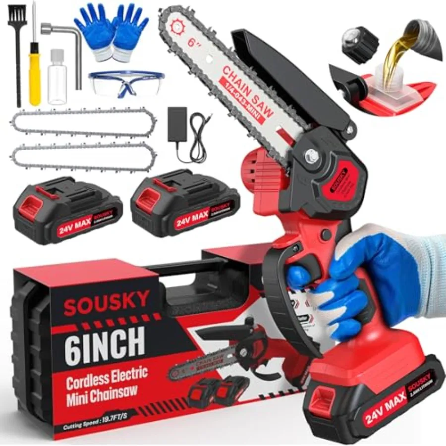6 Inch Mini Chainsaw Cordless 24V 2000mAh Rechargeable Battery Auto-Oil Lightweight and Safe Chainsaw for Women/Men/Seniors/Cra
6 Inch Mini Chainsaw Cordless 24V 2000mAh Rechargeable Battery Auto-Oil Lightweight and Safe Chainsaw for Women/Men/Seniors/Cra