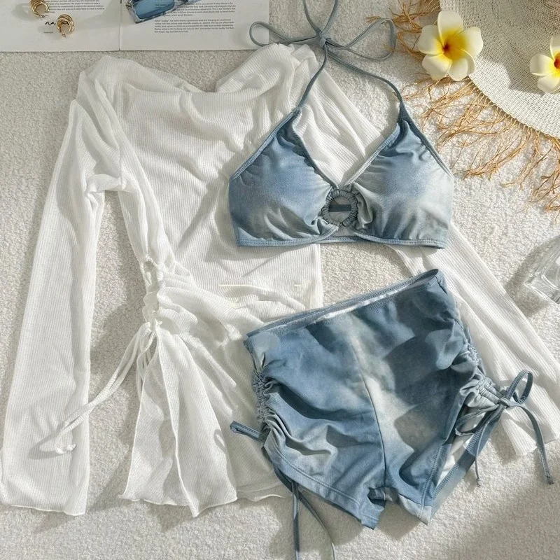 Винтажный джинсовый купальный костюм Y2k с принтом, сексуальный комплект бикини с открытой спиной и пляжной сеткой, купальник из 3 предметов, купальный костюм для женщин
Винтажный джинсовый купальный костюм Y2k с принтом, сексуальный комплект бикини с открытой спиной и пляжной сеткой, купальник из 3 предметов, купальный костюм для женщин