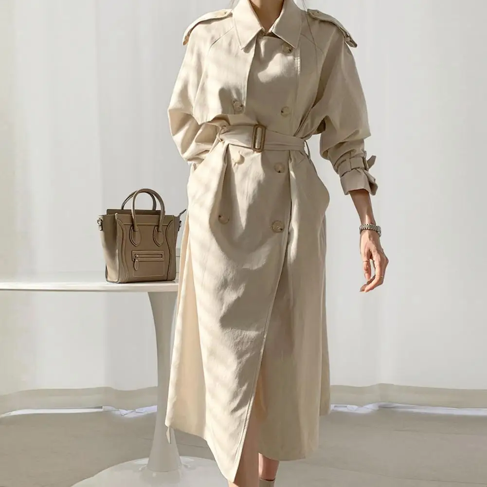 Autumn Trench Coat Women Long Sleeves Double-breasted Solid Color Warm with Belt Turn-down Collar Winter Windbreaker for Work
Autumn Trench Coat Women Long Sleeves Double-breasted Solid Color Warm with Belt Turn-down Collar Winter Windbreaker for Work