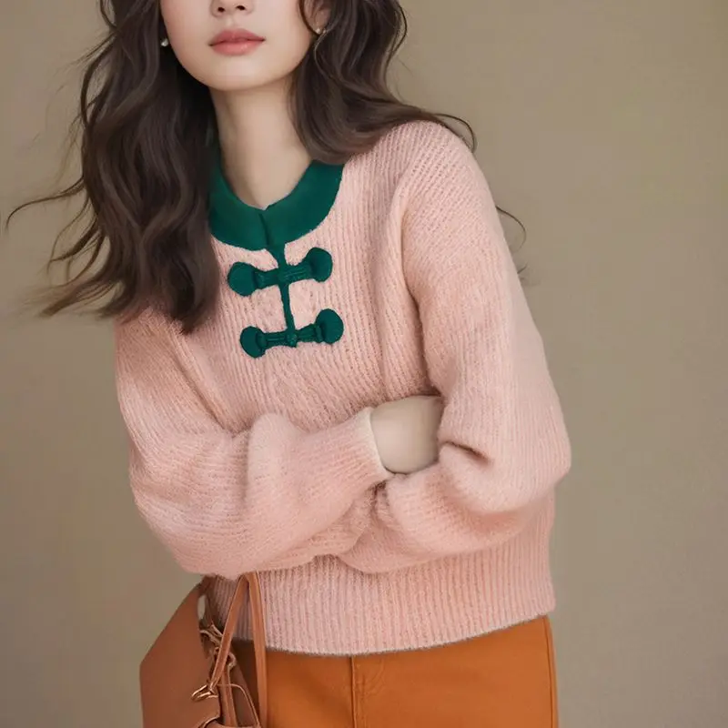Knitted Sweater Women's Casual round Ne Button up Soft Cozy Autumn Winter Faion Versatile Loose Fit Knitwear Top E11463
Knitted Sweater Women's Casual round Ne Button up Soft Cozy Autumn Winter Faion Versatile Loose Fit Knitwear Top E11463