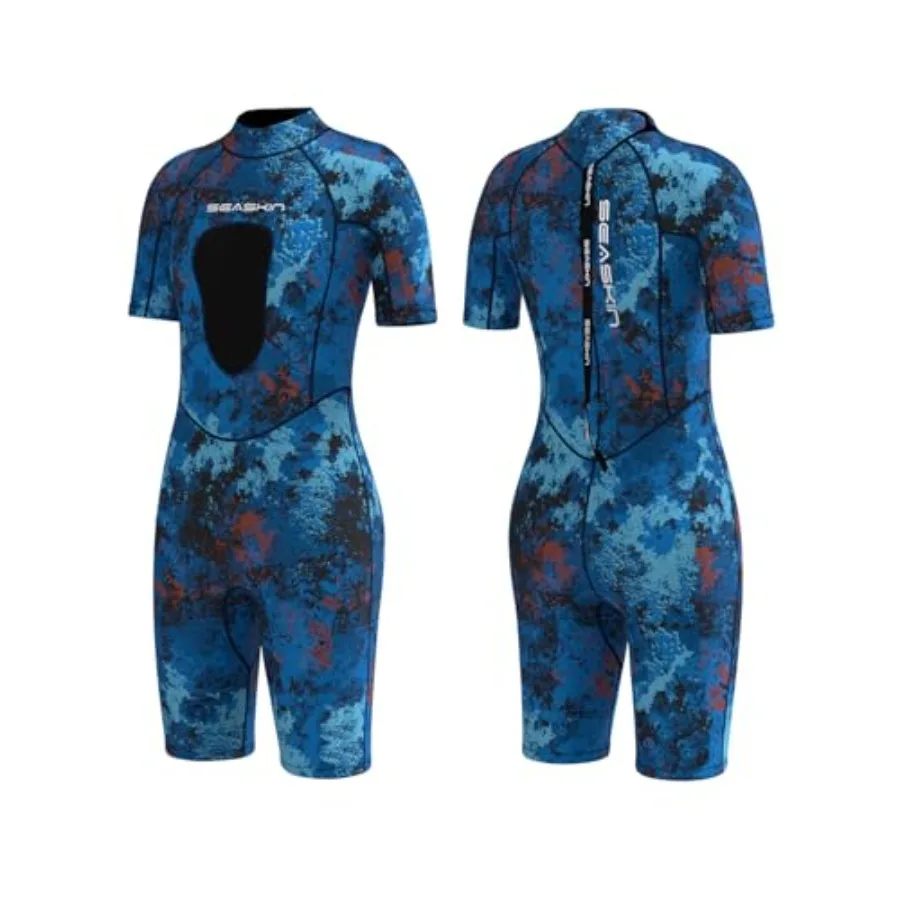 Shorty Wetsuit for Womens: 3mm Neoprene camouflage diving suit for snorkeling and swimming, lightweight thermal insulation, fle
Shorty Wetsuit for Womens: 3mm Neoprene camouflage diving suit for snorkeling and swimming, lightweight thermal insulation, fle