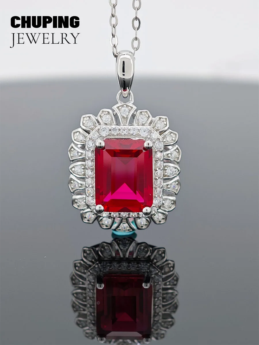 ChuPing Fine Jewelry Lab Ruby Emerald Cut 7*9mm Necklace 925 Silver for Grand Party Highlight the Beauty and Symbolize Status
ChuPing Fine Jewelry Lab Ruby Emerald Cut 7*9mm Necklace 925 Silver for Grand Party Highlight the Beauty and Symbolize Status
