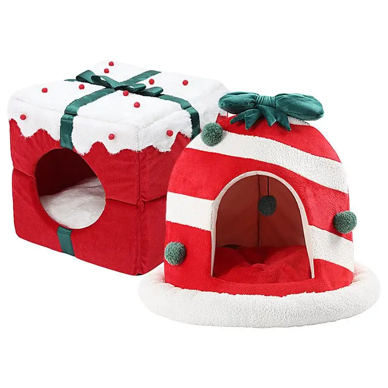 Christmas Cat House Semi-Closed Washable Indoor Cat bed Gift Box Shape Winter Deep Sleep Dual-Use Pet House For Puppy Kitten
Christmas Cat House Semi-Closed Washable Indoor Cat bed Gift Box Shape Winter Deep Sleep Dual-Use Pet House For Puppy Kitten