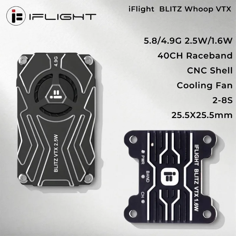 IFlight BLITZ Whoop 5.8G/4.9G 2.5W/1.6W VTX 40CH Raceband со встроенным микрофоном, корпусом из ЧПУ и вентилятором охлаждения, 2-8S, 25.5X25.5мм для RC FPV
IFlight BLITZ Whoop 5.8G/4.9G 2.5W/1.6W VTX 40CH Raceband со встроенным микрофоном, корпусом из ЧПУ и вентилятором охлаждения, 2-8S, 25.5X25.5мм для RC FPV