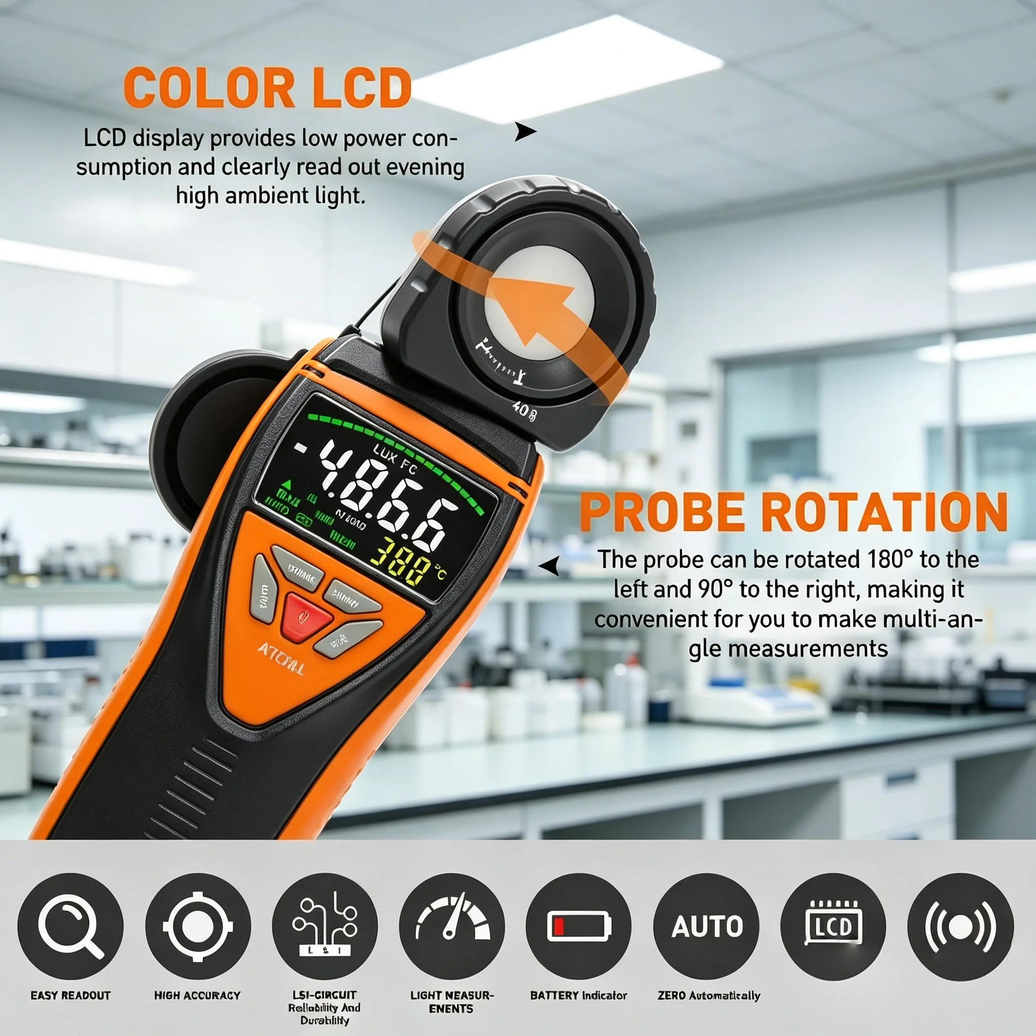 Digital Lux Meter 1-400,000Lux 0.1Lux, Resolution 270°Rotatable Sensor High Precision Light Tester with LCD Display for Hotel
Digital Lux Meter 1-400,000Lux 0.1Lux, Resolution 270°Rotatable Sensor High Precision Light Tester with LCD Display for Hotel