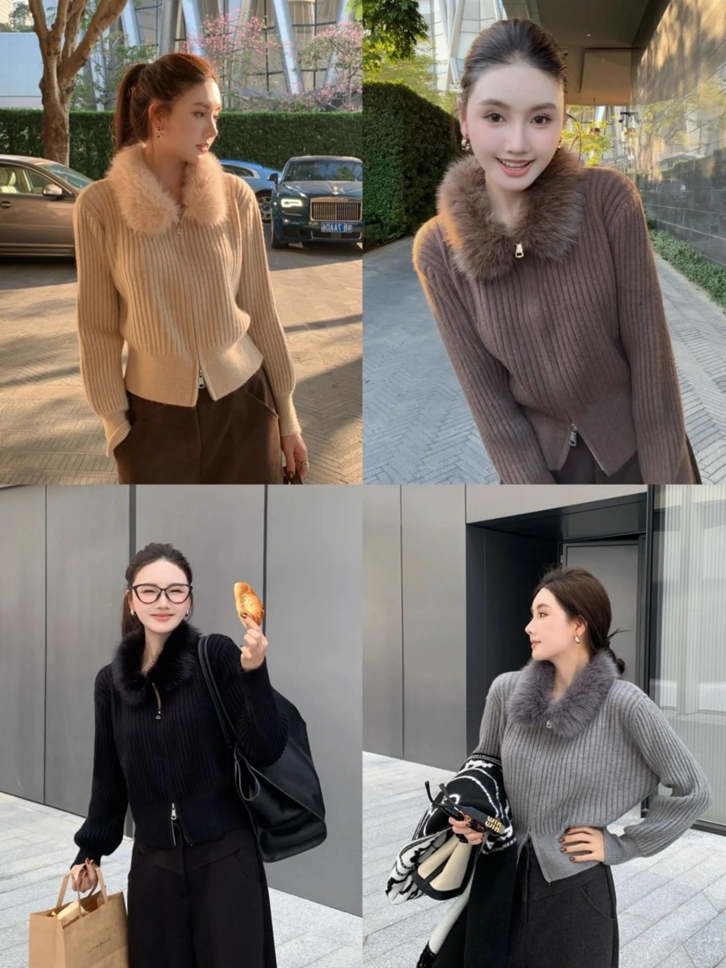 Ladies' Slim Fit Knitted Cardigan Sweater Coat with Fur Collar Early Spring Inner Wear Short Style Base Top Korean Style
Ladies' Slim Fit Knitted Cardigan Sweater Coat with Fur Collar Early Spring Inner Wear Short Style Base Top Korean Style