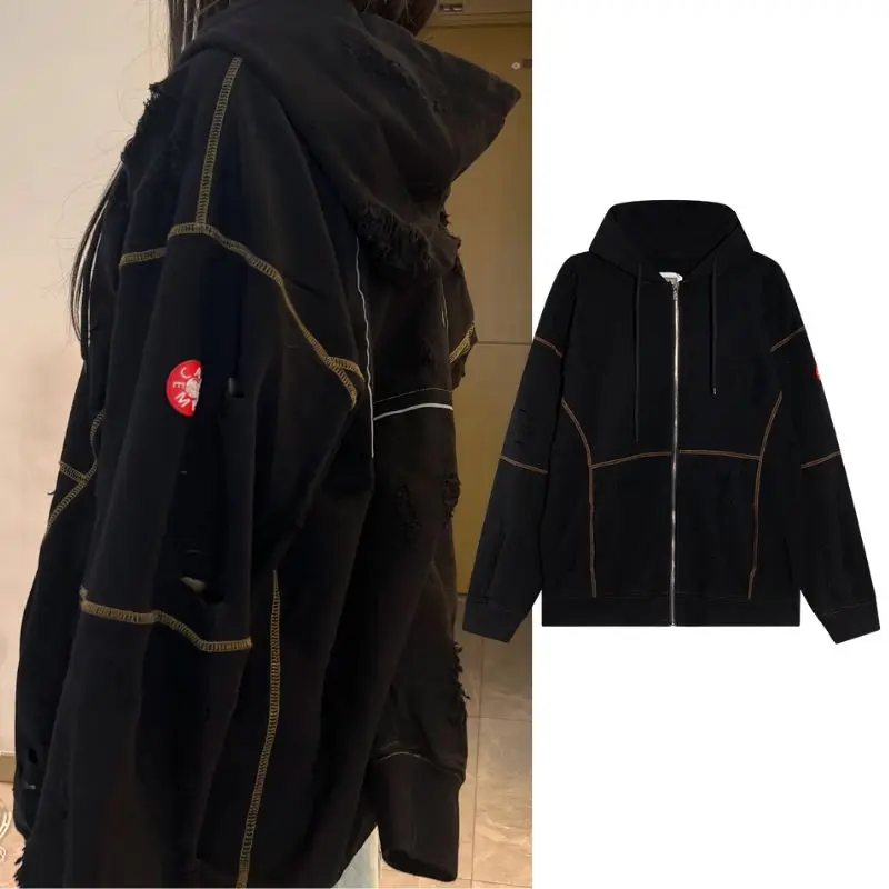 Broken Hole Washed Vintage CAVEMPT Hoodie Black Hiphop Street Lined Patchwork Zipper Hooded Sweatshirt Men Women Oversize Jacket
Broken Hole Washed Vintage CAVEMPT Hoodie Black Hiphop Street Lined Patchwork Zipper Hooded Sweatshirt Men Women Oversize Jacket