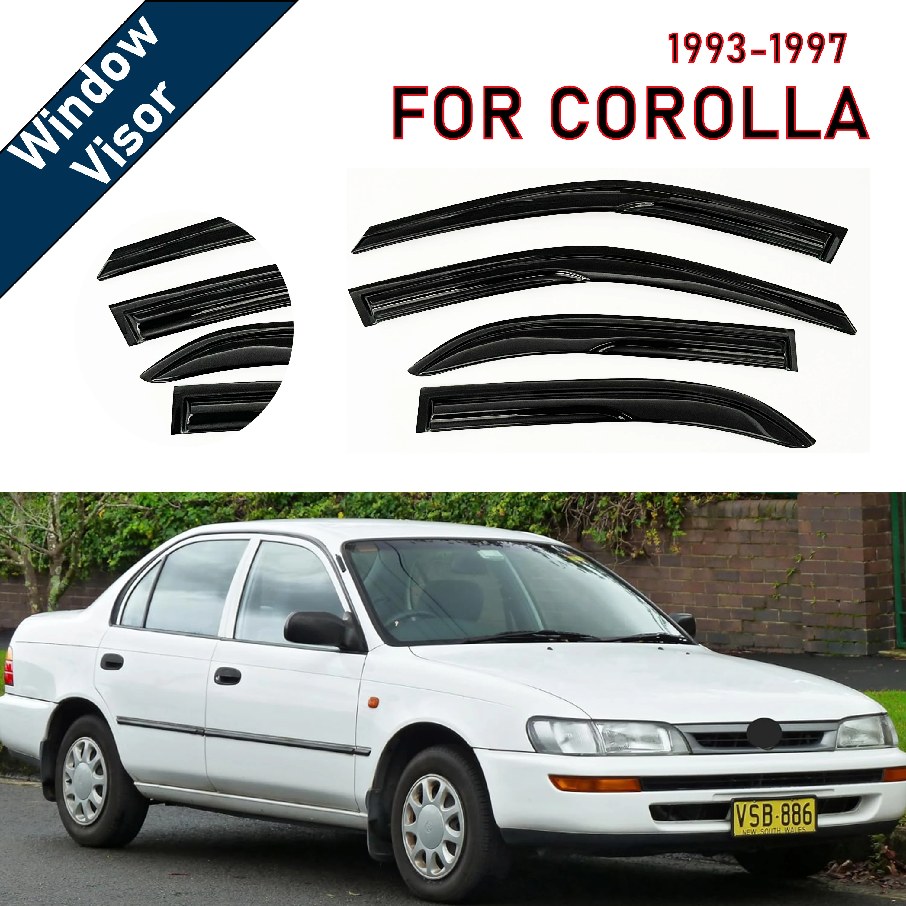4 шт. новейшей модели солнцезащитного козырька на окно автомобиля для Corolla 1993-1997 гг., оконный козырек от дождя, оконные козырьки от дождя
4 шт. новейшей модели солнцезащитного козырька на окно автомобиля для Corolla 1993-1997 гг., оконный козырек от дождя, оконные козырьки от дождя