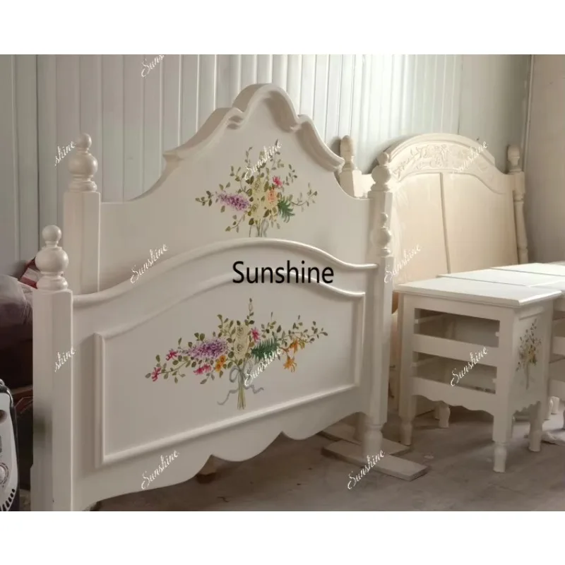 YAmerican pastoral style hand-painted double bed wind solid wood princess
YAmerican pastoral style hand-painted double bed wind solid wood princess