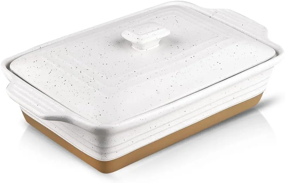 9x13 Rectangular Baking Dish, 3.5 Quart, Oven Safe Ceramic Casserole with Lid, Farmhouse Style
9x13 Rectangular Baking Dish, 3.5 Quart, Oven Safe Ceramic Casserole with Lid, Farmhouse Style