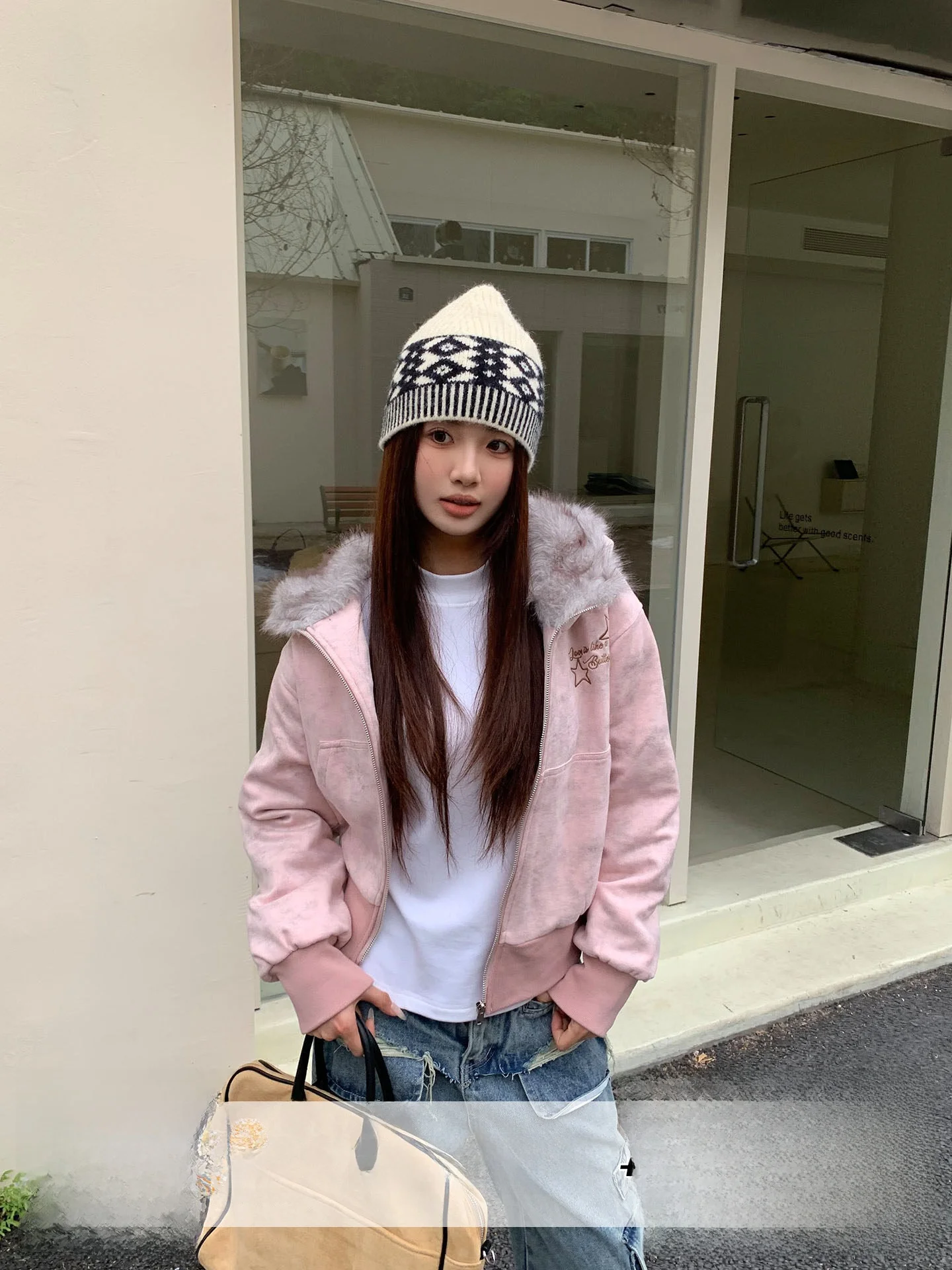 Pink Thiened Cotton Jaet Women's Winter ort Outerwear Zipper Design Sense Fluffy Hat Sweatirt Orange Tree Where
Pink Thiened Cotton Jaet Women's Winter ort Outerwear Zipper Design Sense Fluffy Hat Sweatirt Orange Tree Where