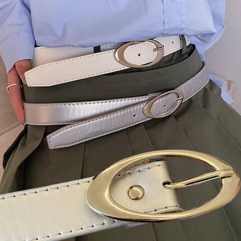Ellipse Silver Alloy Buckle Women's Fashion Belt Simple Multicolor High Quality PU Leather Strap Jeans Dress Long Waistband
Ellipse Silver Alloy Buckle Women's Fashion Belt Simple Multicolor High Quality PU Leather Strap Jeans Dress Long Waistband