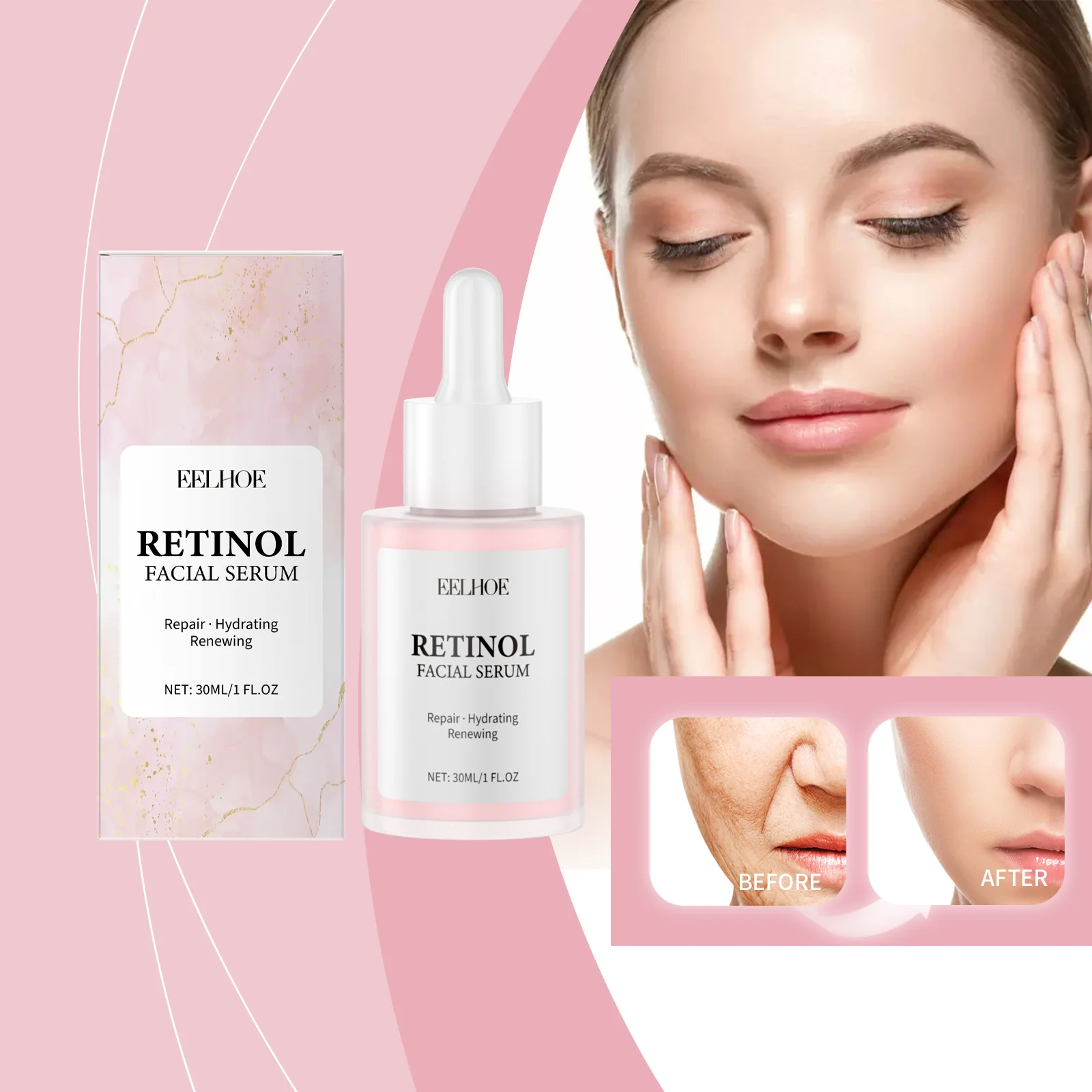 Retinol Facial Serum Fades Fine Lines Anti-wrinkles Anti-aging Moisturizes Nourishes Smooths Brightens Firms Repairs Skin
Retinol Facial Serum Fades Fine Lines Anti-wrinkles Anti-aging Moisturizes Nourishes Smooths Brightens Firms Repairs Skin
