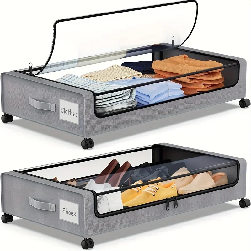 us2 Pack Of Wheeled Under Bed Storage Box, Under Bed Storage Box, Under Bed Shoe Rack Organizer, Metal Drawer Under Wheel Bed For Clothes, Blankets, Shoes,, Books, Bedding, Under-Bed Storaged
us2 Pack Of Wheeled Under Bed Storage Box, Under Bed Storage Box, Under Bed Shoe Rack Organizer, Metal Drawer Under Wheel Bed For Clothes, Blankets, Shoes,, Books, Bedding, Under-Bed Storaged