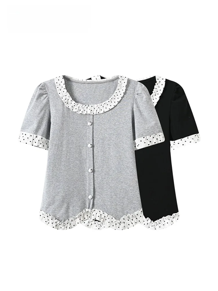 French Style plus Size Women's T-Shirt Short Sleeve Irregular Ruffle Shoulder Summer Fashion Casual round Neck Mid-Length Top
French Style plus Size Women's T-Shirt Short Sleeve Irregular Ruffle Shoulder Summer Fashion Casual round Neck Mid-Length Top