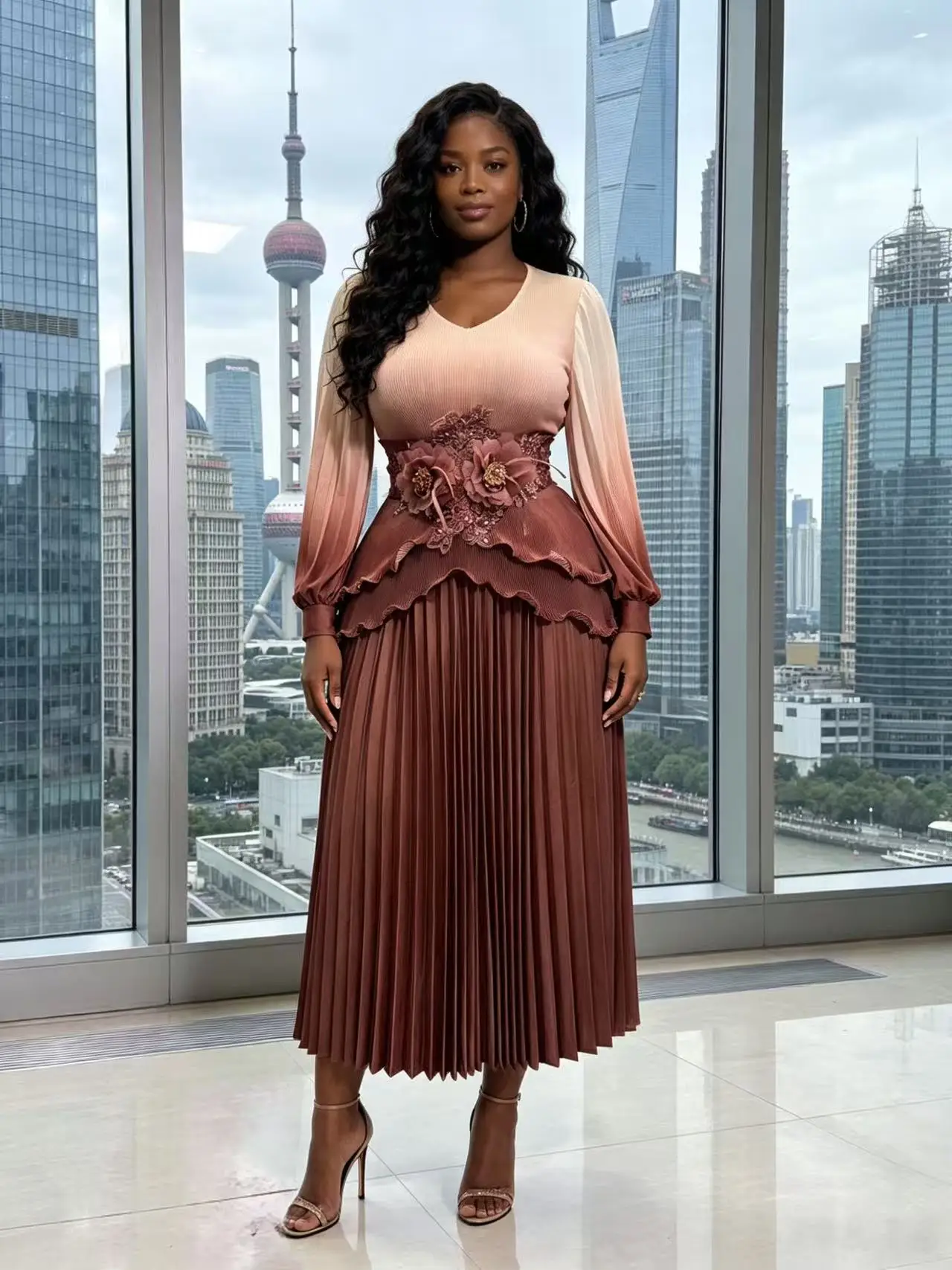 2026 Miyake New Women's Clothing Long-sleeved Printing Gradual Change Dress Pleated Waist Loose Long Dress
2026 Miyake New Women's Clothing Long-sleeved Printing Gradual Change Dress Pleated Waist Loose Long Dress