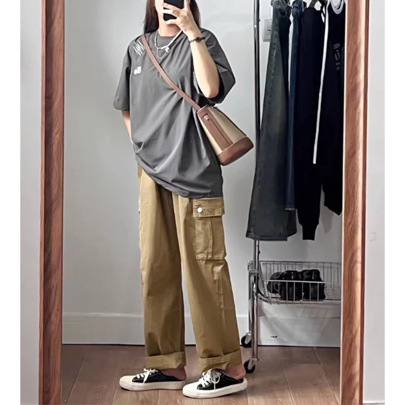 Summer casual pocket cargo pants women loose high-waisted vertical sense tube broad leg slim drag casual pants
Summer casual pocket cargo pants women loose high-waisted vertical sense tube broad leg slim drag casual pants