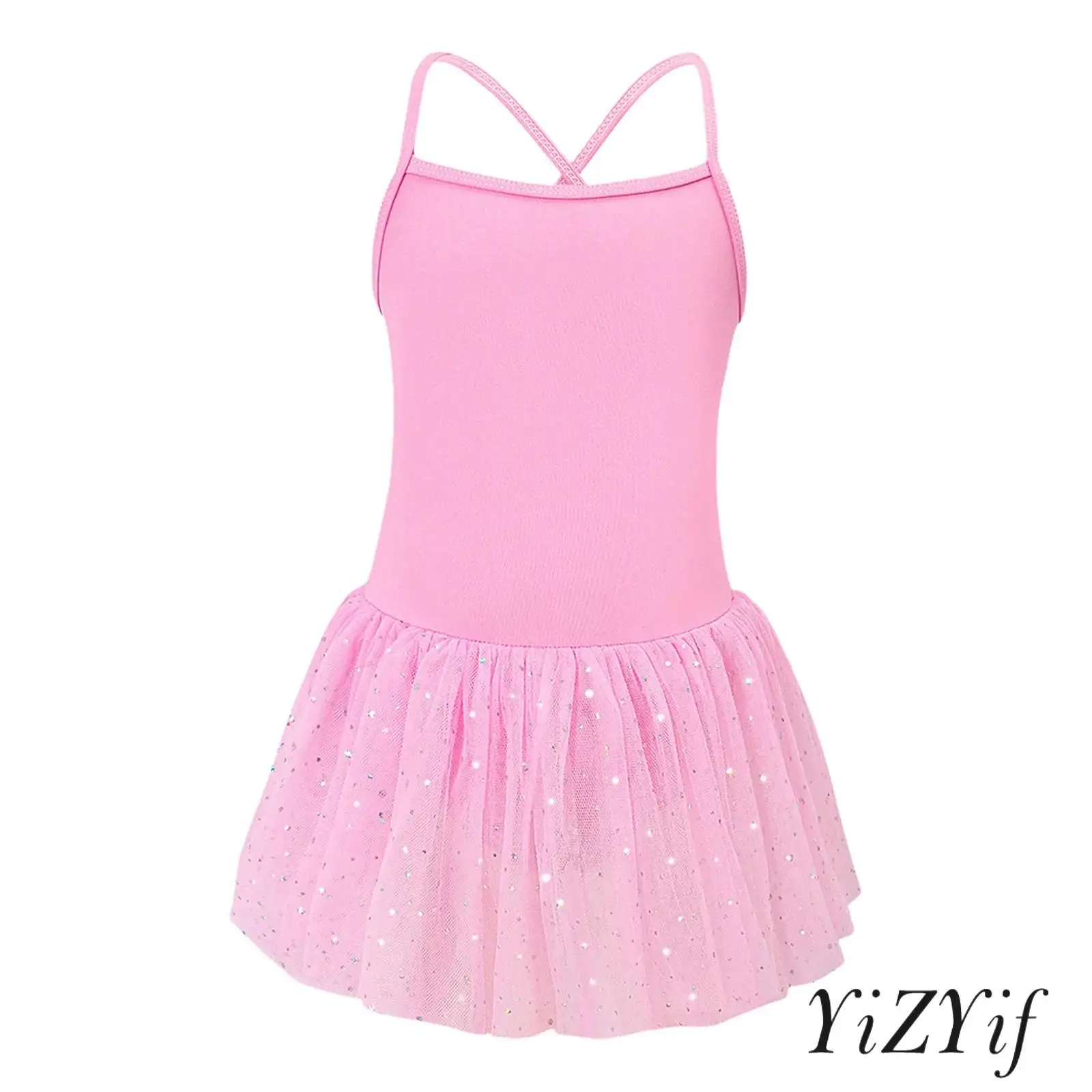 Kids Girls Ballet Dance Practice Dress Spaghetti Straps Cross Back Sequin Tulle Dress with Built-in Briefs Ballerina Costume
Kids Girls Ballet Dance Practice Dress Spaghetti Straps Cross Back Sequin Tulle Dress with Built-in Briefs Ballerina Costume