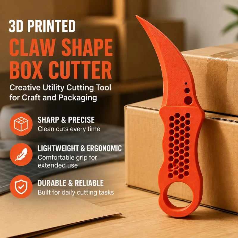 3D Printed Claw Shaped Box Cutter Karambit Style Portable Cutting Tool Mini Opener Utility Knife for Parcel Unpacking Craft
3D Printed Claw Shaped Box Cutter Karambit Style Portable Cutting Tool Mini Opener Utility Knife for Parcel Unpacking Craft
