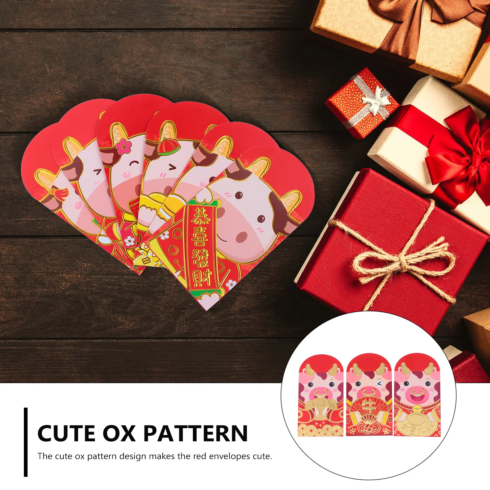 54pcs Cartoon Red Envelopes Ox Year Festival Lunar New Year Gift Bags Money Pouch Chinese Style Paper Material for Overseas
54pcs Cartoon Red Envelopes Ox Year Festival Lunar New Year Gift Bags Money Pouch Chinese Style Paper Material for Overseas