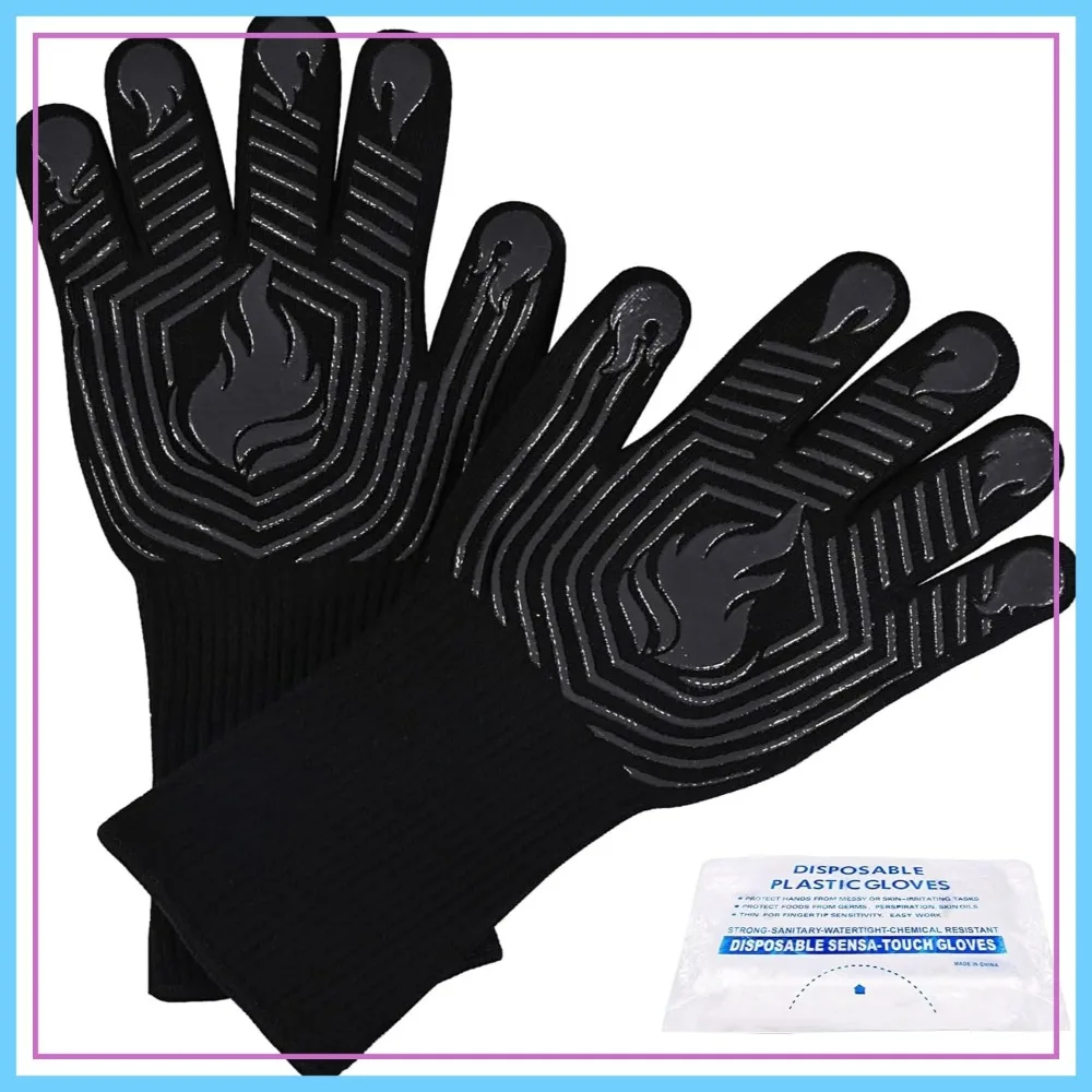 1472°F Heat Resistant BBQ Gloves, Silicone Non-Slip Washable Oven Mitts for Grilling, Cooking, Baking, Camping
1472°F Heat Resistant BBQ Gloves, Silicone Non-Slip Washable Oven Mitts for Grilling, Cooking, Baking, Camping