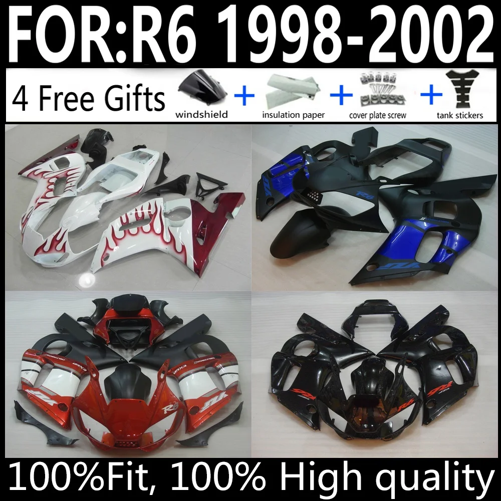 Yamaha YZF-R6 98 99 00 01 02 R6 1998-2002 Motorcycle Fairings Kit ABS Plastic Body Work Cowlings Set Full Body
Yamaha YZF-R6 98 99 00 01 02 R6 1998-2002 Motorcycle Fairings Kit ABS Plastic Body Work Cowlings Set Full Body