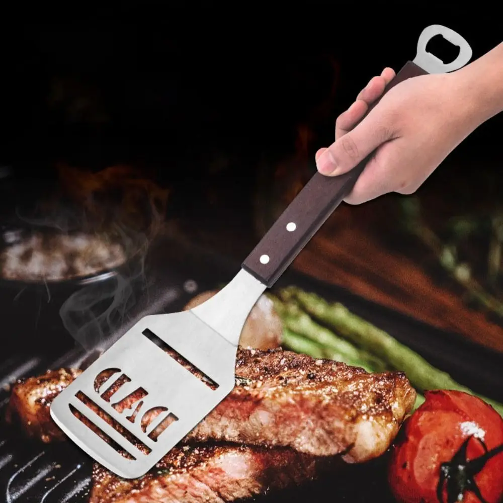 2 in 1 Barbecue Shovel with Bottle Opener Function Stainless Steel Cooking Frying Spatula Square Head Hollow Design Steak Turner
2 in 1 Barbecue Shovel with Bottle Opener Function Stainless Steel Cooking Frying Spatula Square Head Hollow Design Steak Turner