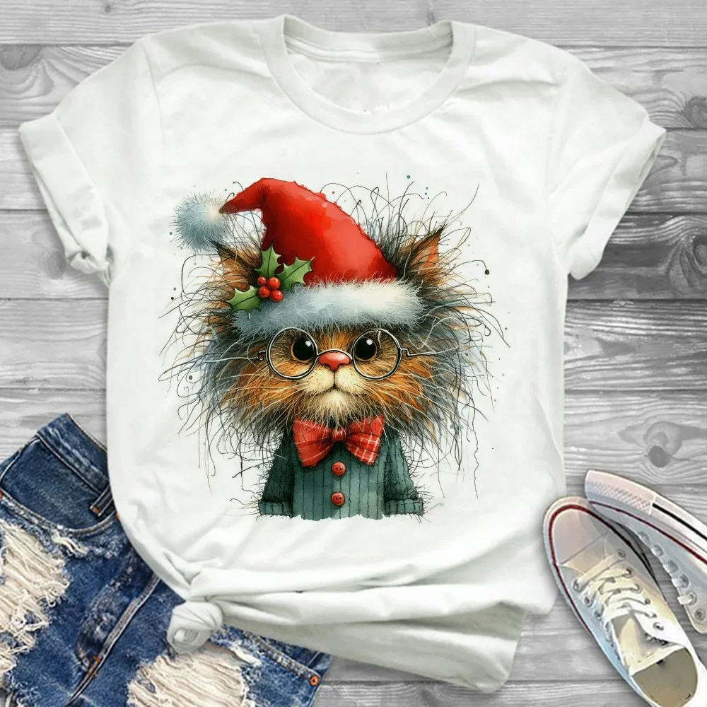 Модная женская праздничная футболка с принтом, милая стильная рубашка 90-х годов, новогодняя футболка, модная футболка с рождественским рисунком счастливого кота 
Модная женская праздничная футболка с принтом, милая стильная рубашка 90-х годов, новогодняя футболка, модная футболка с рождественским рисунком счастливого кота