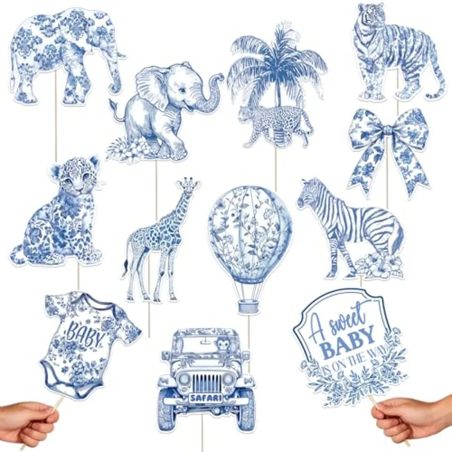 Blue Safari Baby Shower Decorations, 12PCS Jungle Animal Photo Booth Props for Birthday Baby Shower Supplies
Blue Safari Baby Shower Decorations, 12PCS Jungle Animal Photo Booth Props for Birthday Baby Shower Supplies