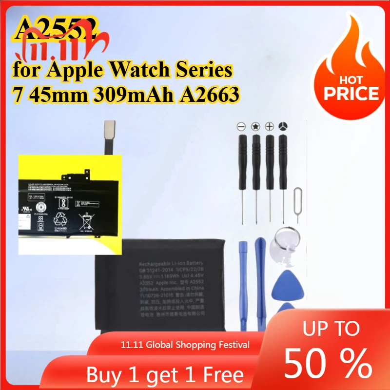 Replacement Battery A2552 for Apple Watch Series 7 45mm 309mAh A2663 for Apple Watch Series 7 284mAh
Replacement Battery A2552 for Apple Watch Series 7 45mm 309mAh A2663 for Apple Watch Series 7 284mAh