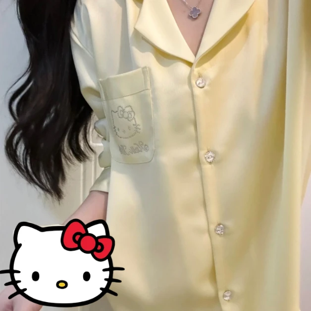 New Sanrio Hello Kitty Ice Silk Pajamas Spring/Autumn Long Sleeve Kawaii Anime Home Clothing Set Women's Cartoon Pajama Set Gift
New Sanrio Hello Kitty Ice Silk Pajamas Spring/Autumn Long Sleeve Kawaii Anime Home Clothing Set Women's Cartoon Pajama Set Gift