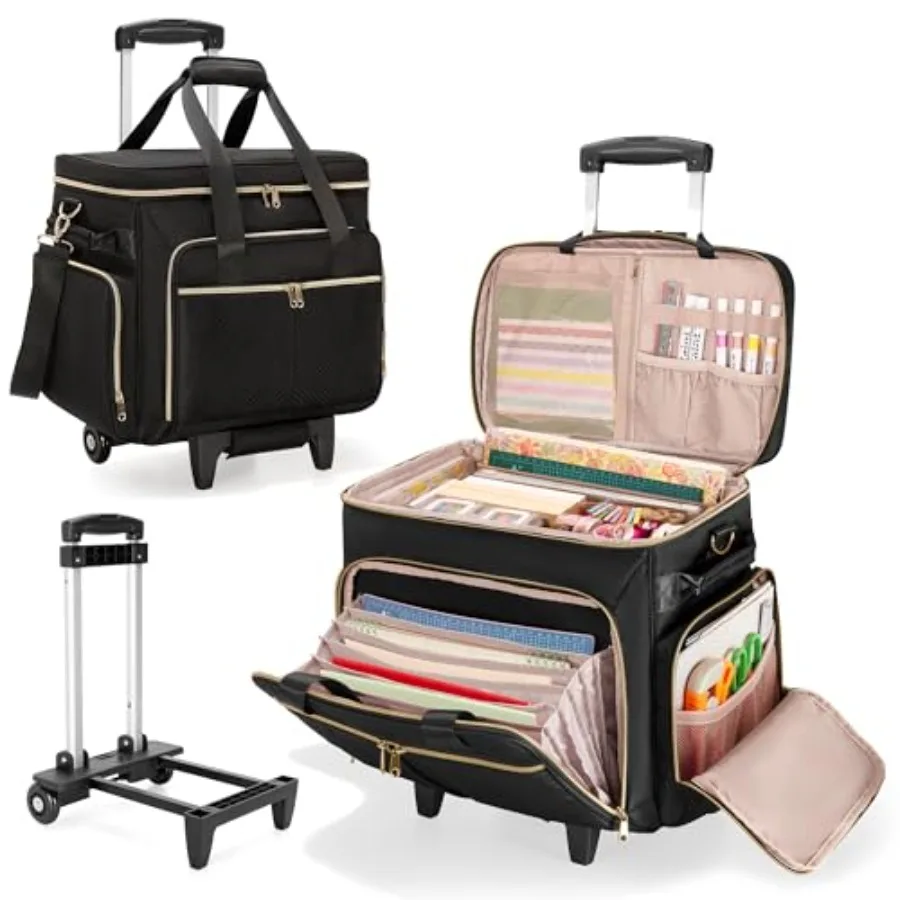 Rolling Scrapbook Bag, Scrapbook Storage Tote Bag with Wheels, Craft Cart Organizer with Detachable Trolley, Art Supplies Organ
Rolling Scrapbook Bag, Scrapbook Storage Tote Bag with Wheels, Craft Cart Organizer with Detachable Trolley, Art Supplies Organ