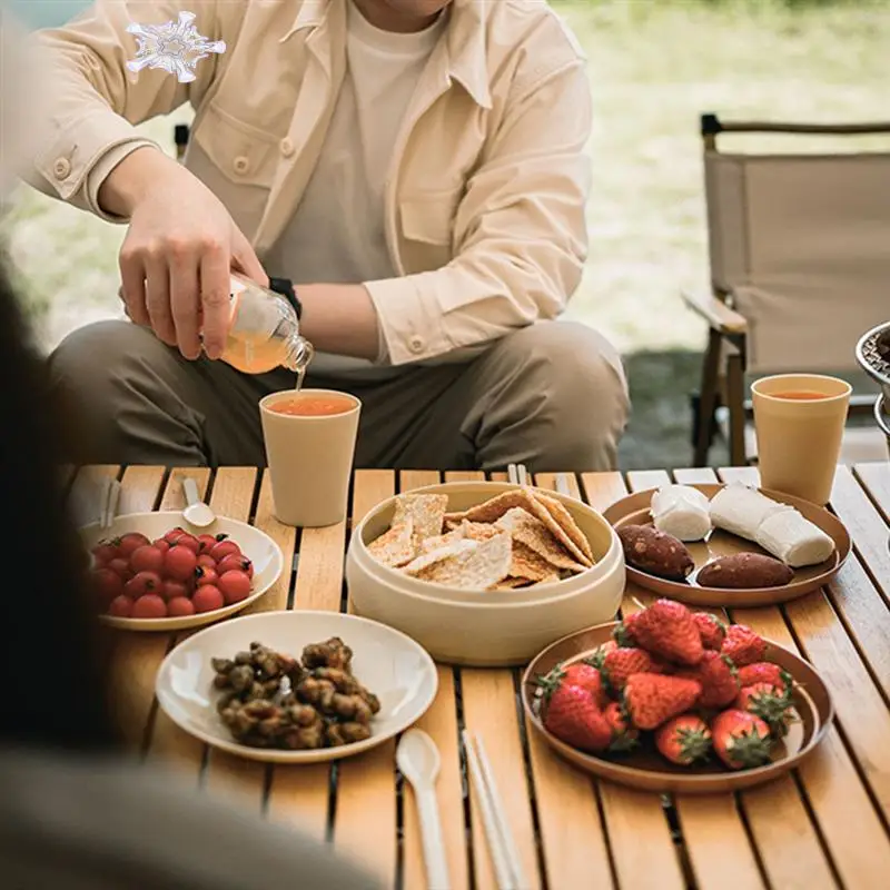 Camping Picnic Dishes Set, (17PCS) Portable Plastic Reusable Cutlery Set, Outdoor Essential Plate And Cup Brown & Beige Durable
Camping Picnic Dishes Set, (17PCS) Portable Plastic Reusable Cutlery Set, Outdoor Essential Plate And Cup Brown & Beige Durable