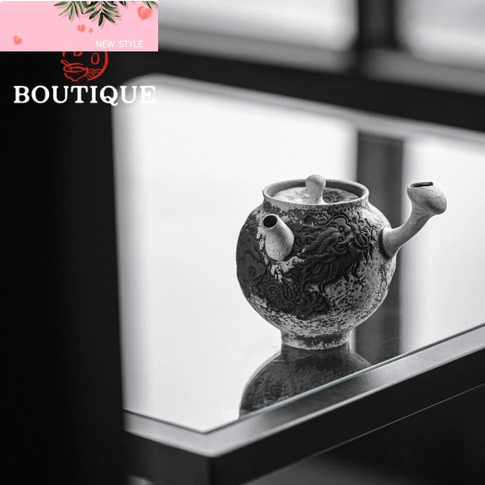 140 мл рельефные чернила ручной работы, чайник с драконом, старый горшок с грязью и боковой ручкой, японский порошок Инь, позолоченный серебряный чайник, чайный сервиз для ученых