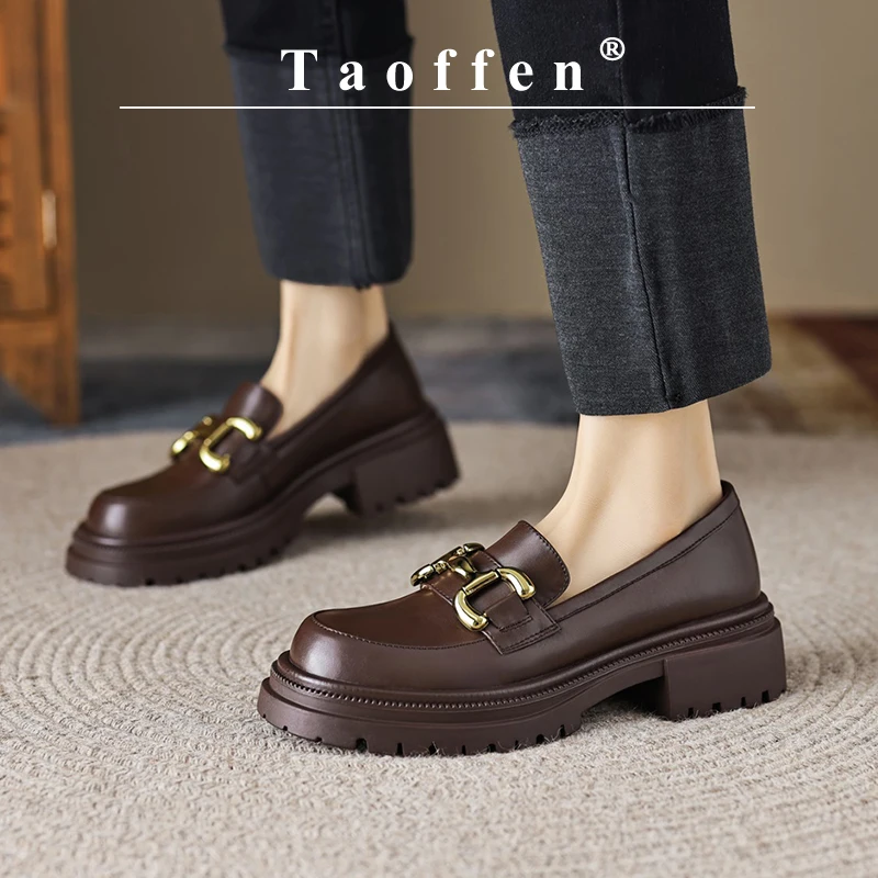 Taoffen Casual Loafers For Women Genuine Leather Square Heel Metal Decoration Pumps Mature Round Toe Slip-On Office Lady Shoes
Taoffen Casual Loafers For Women Genuine Leather Square Heel Metal Decoration Pumps Mature Round Toe Slip-On Office Lady Shoes