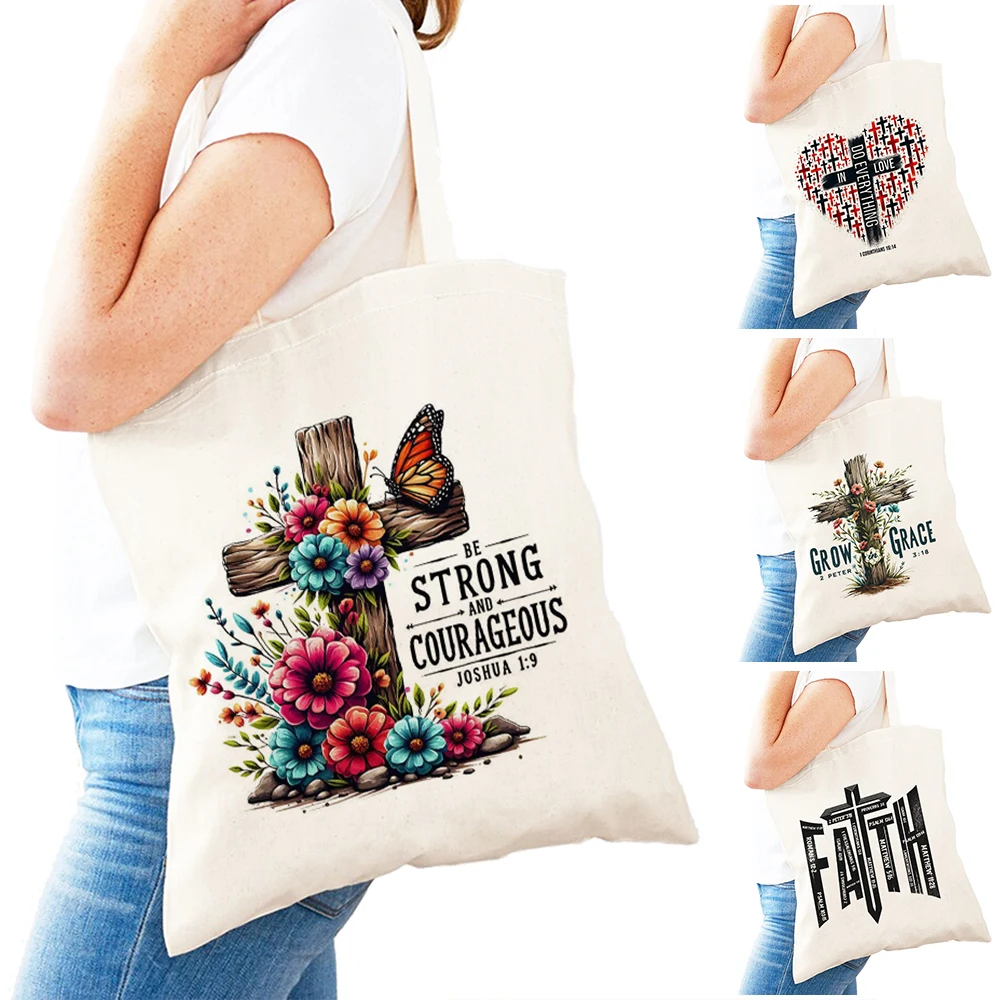 Casual Christian Cross Floral Women Shopper Bags Lightweight Religious Verse Lady Daily use Shoulder Handbag Girl Shopping Bag
Casual Christian Cross Floral Women Shopper Bags Lightweight Religious Verse Lady Daily use Shoulder Handbag Girl Shopping Bag