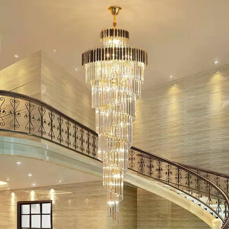 Modern Luxury Stairs Large Crystal Chandeliers Hanging Lamp Villa Hotel Lobby Loft Living Room Decor Rotating Long Pendant Light
Modern Luxury Stairs Large Crystal Chandeliers Hanging Lamp Villa Hotel Lobby Loft Living Room Decor Rotating Long Pendant Light