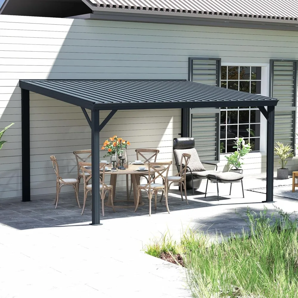 10' x 14' Lean to Gazebo, Wall Mounted Gazebos Pergola with Built in Drainage System, Galvanized Steel Roof, Hardtop Patio
10' x 14' Lean to Gazebo, Wall Mounted Gazebos Pergola with Built in Drainage System, Galvanized Steel Roof, Hardtop Patio