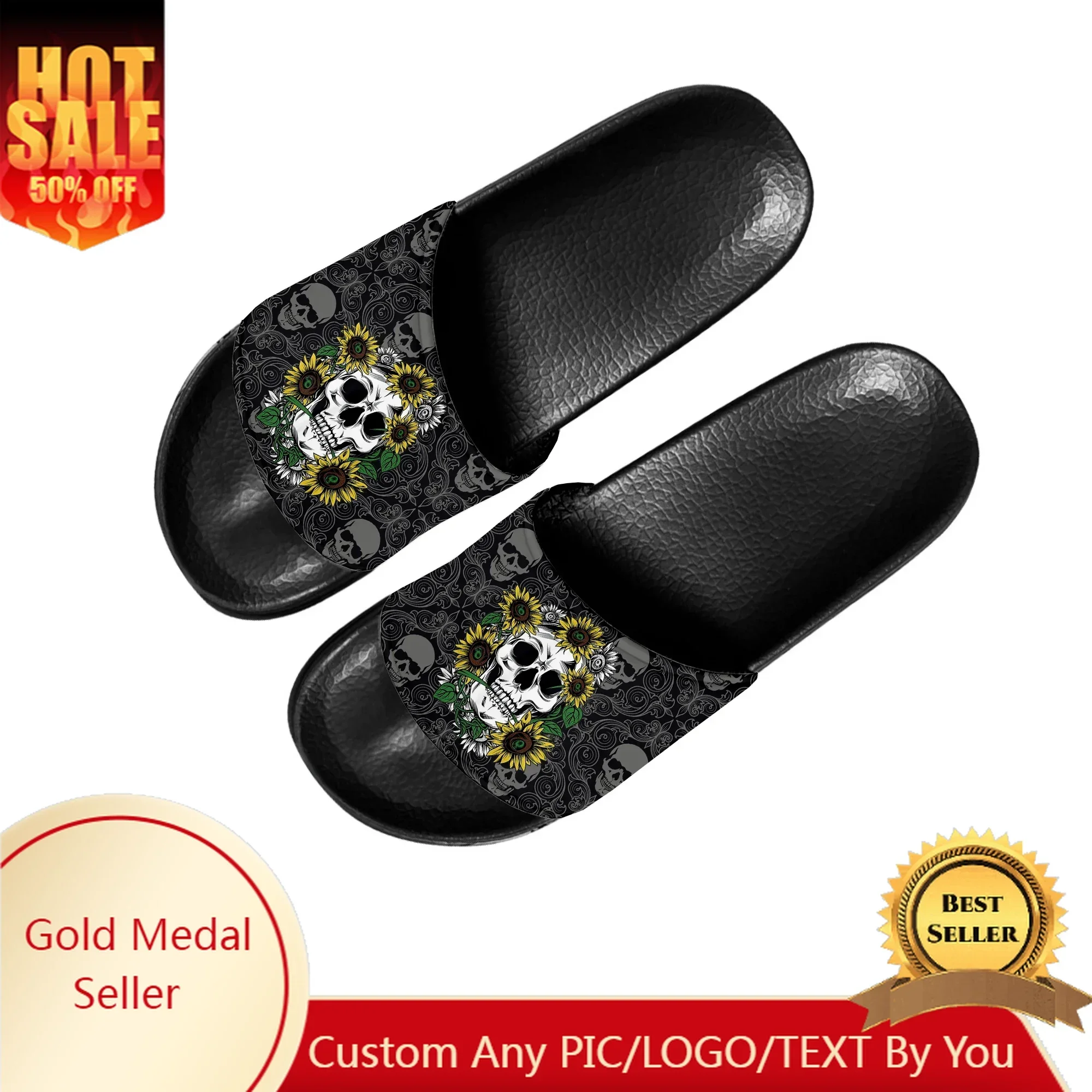 Sunflower Skull Slippers Home Water Shoes Men Women Teenagers Bathroom Beach Pool Sandals Custom Made Summer Slipper
Sunflower Skull Slippers Home Water Shoes Men Women Teenagers Bathroom Beach Pool Sandals Custom Made Summer Slipper