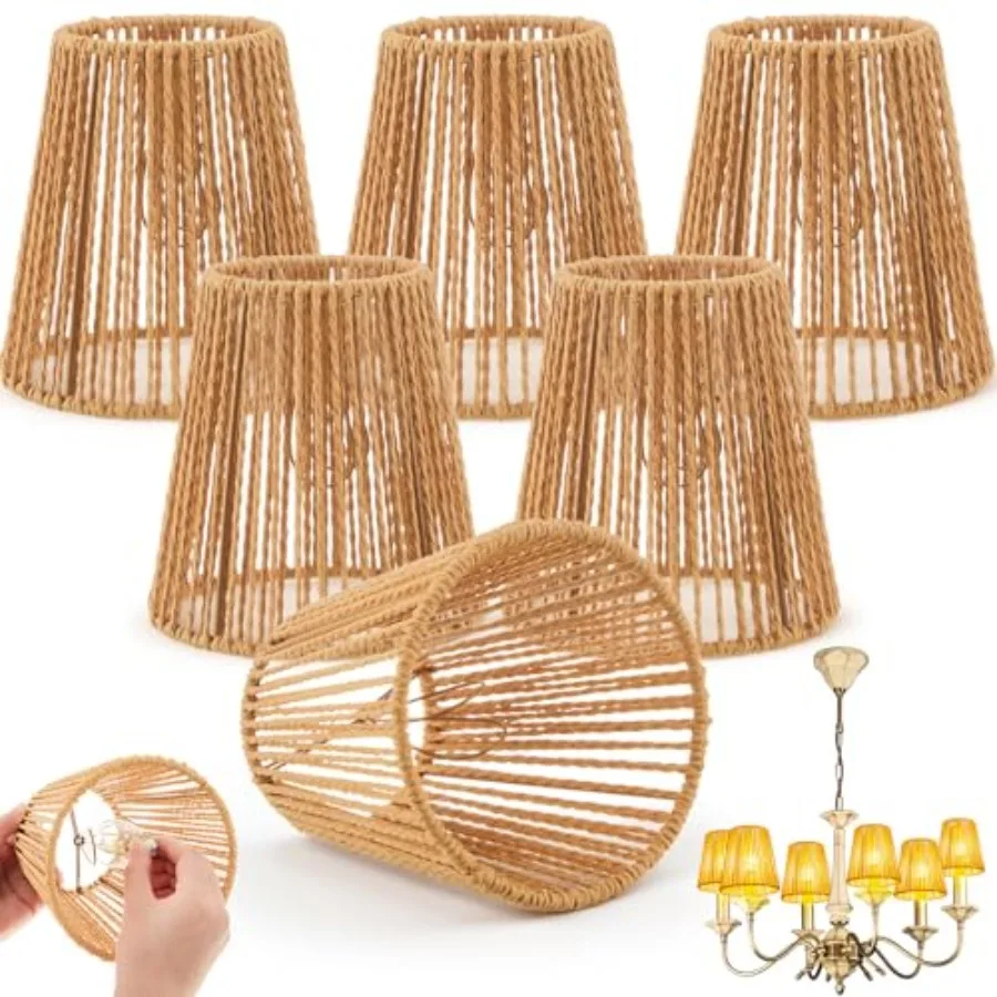 6 Pcs Chandelier Lamp Shades Set Small Lamp Shade for Pendant Wall Ceiling Lights Candle Bulbs Clip on Fitter Lampshade Rattan
6 Pcs Chandelier Lamp Shades Set Small Lamp Shade for Pendant Wall Ceiling Lights Candle Bulbs Clip on Fitter Lampshade Rattan