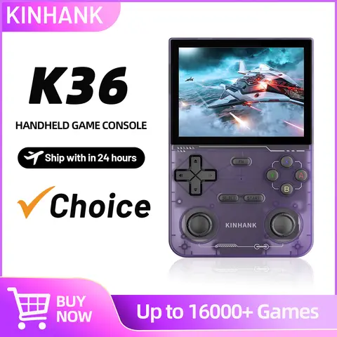 KINHANK K36 Console di gioco portatile retrò 500 nit Schermo IPS da 3,5 pollici con emulatore di 16000 videogiochi per PS1/PSP/DC/N64/SS