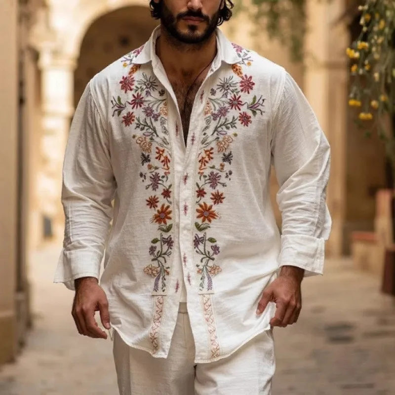 Summer Tops Men's Long Sleeve Shirt Loose Fit Oversized Printed Casual Shirt Retro Floral Embroidery 3D Floral Turn Collar
Summer Tops Men's Long Sleeve Shirt Loose Fit Oversized Printed Casual Shirt Retro Floral Embroidery 3D Floral Turn Collar
