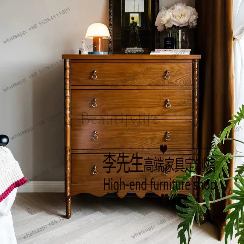 Solid wood retro creative entryway cabinet American four-bucket bedroom dresser
Solid wood retro creative entryway cabinet American four-bucket bedroom dresser