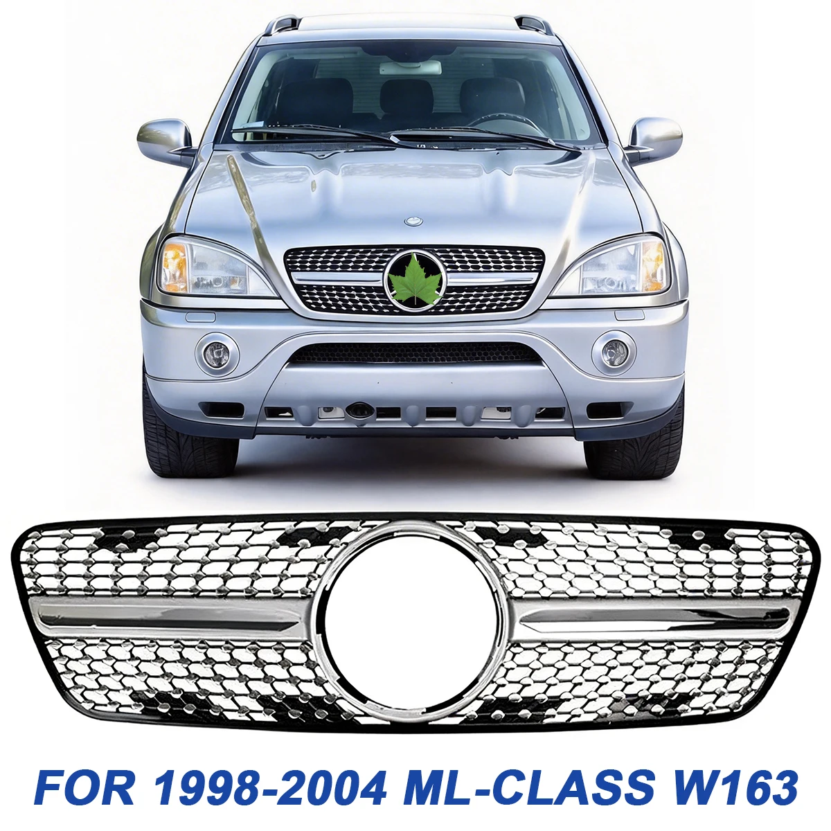 for Mercedes Benz 1998-2004 W163 ML Class Star Style Front Bumper Mesh Grille Radiator ML230 ML270 ML320 ML400 ML430
for Mercedes Benz 1998-2004 W163 ML Class Star Style Front Bumper Mesh Grille Radiator ML230 ML270 ML320 ML400 ML430
