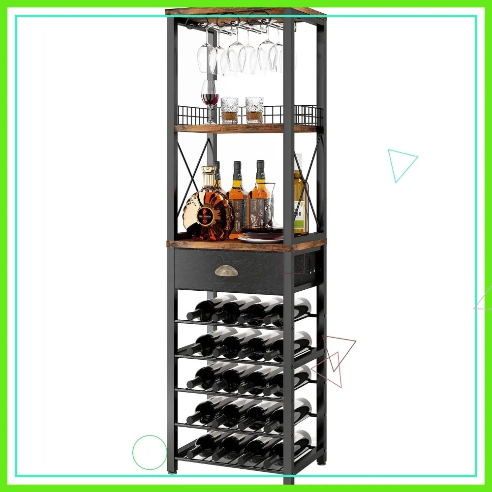 4-Tier Wine Rack Freestanding Floor, Bar Cabinet with Tabletop, Glass Holder & Drawer, Liquor Storage for Living Room
4-Tier Wine Rack Freestanding Floor, Bar Cabinet with Tabletop, Glass Holder & Drawer, Liquor Storage for Living Room