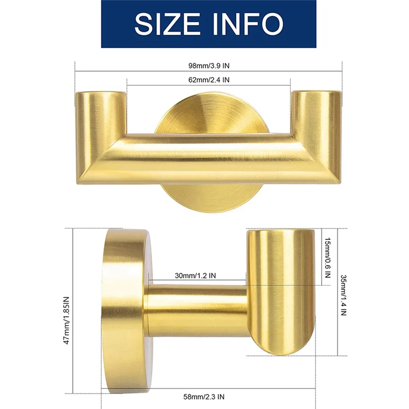 Double Towel Hook Stainless Steel Robe Towel Holder, Heavy Duty Double Coat Hook for Bathroom Living Room Wall Mounted
Double Towel Hook Stainless Steel Robe Towel Holder, Heavy Duty Double Coat Hook for Bathroom Living Room Wall Mounted