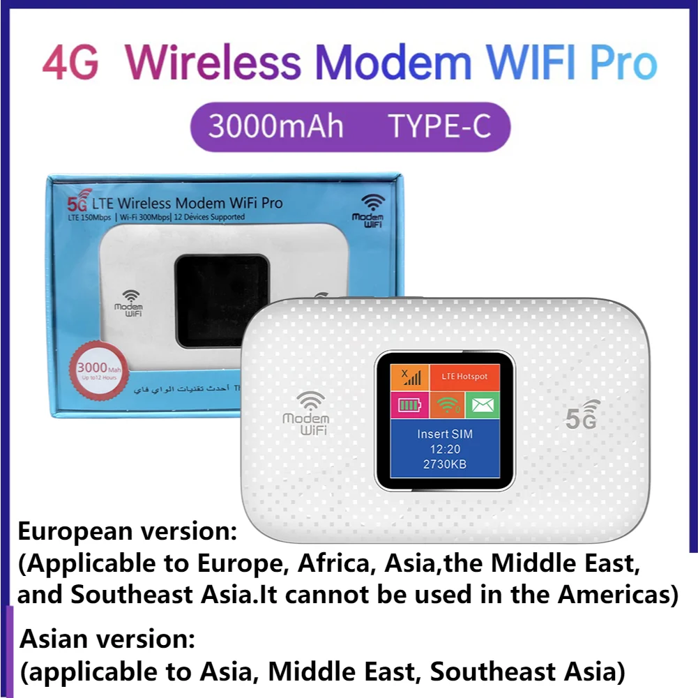 150Mbps 4G LTE Portable WiFi Hotspot w/ SIM Card Slot Portable WiFi Mobile Pocket WiFi Router Mini Outdoor Hotspot 3000mAh
150Mbps 4G LTE Portable WiFi Hotspot w/ SIM Card Slot Portable WiFi Mobile Pocket WiFi Router Mini Outdoor Hotspot 3000mAh